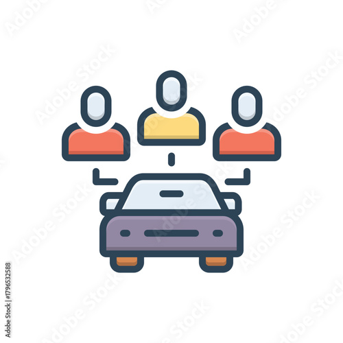 Color illustration icon for ride sharing
