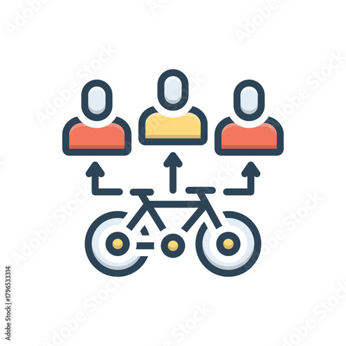 Color illustration icon for bicycle share