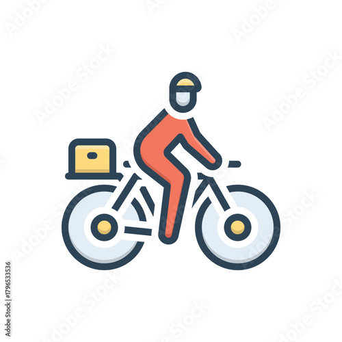 Color illustration icon for bicycle commute