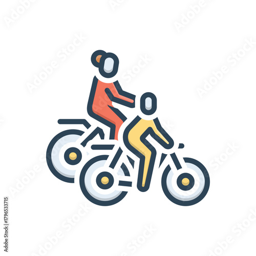 Color illustration icon for bike commuter