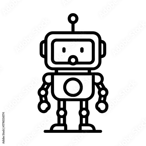 robot surprised vector line icon on a white background
Vector line icon