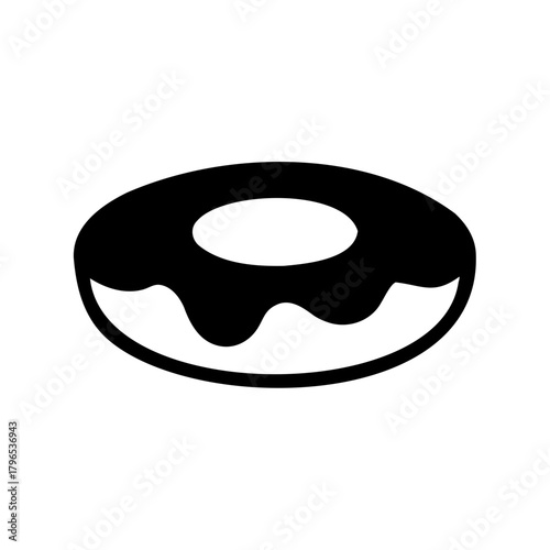 A sweet and delicious black donut with smooth icing and a hole