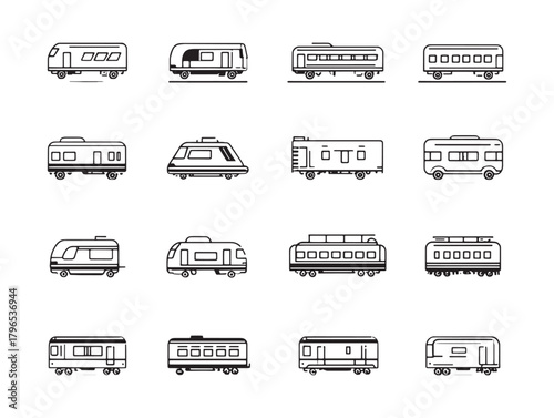 Passenger Wagon Line Art Vintage Travel Style