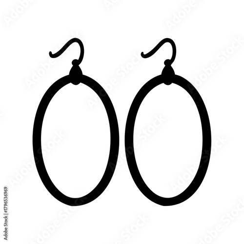Elegant Hoop Earrings in Black Silhouette Style on a White Background