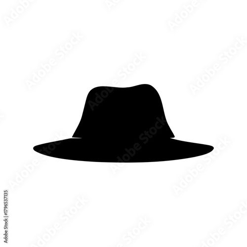 Black fedora hat with a wide brim and elegant crown shape