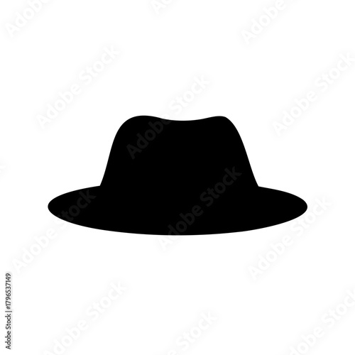 Simple black fedora hat silhouette, representing fashion and vintage style