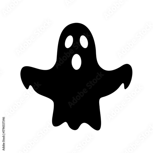 A simple black ghost graphic isolated on a white background looks spooky