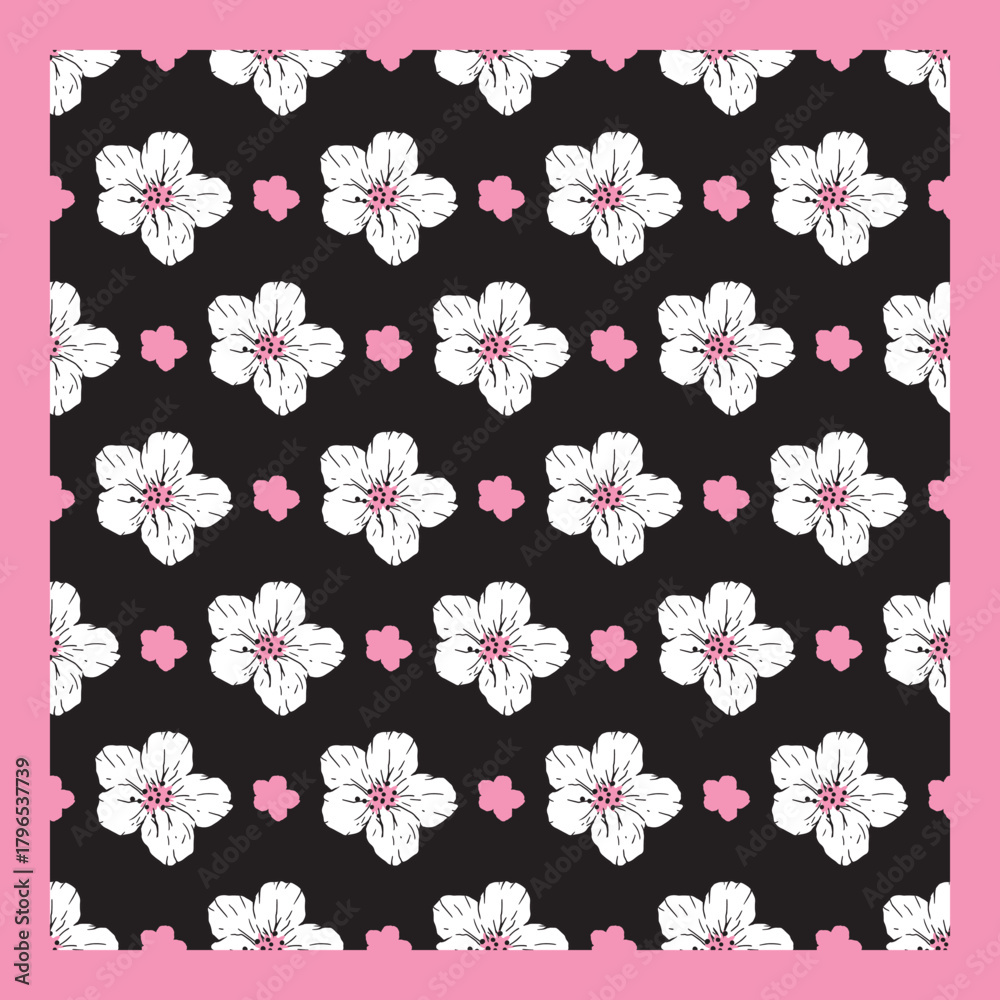 Fototapeta premium Modern Cherry Blossom Floral with Pink Accents. Perfect for spring floral designs, textile prints, wallpapers, wrapping paper, and digital backgrounds.