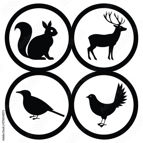 A black silhouette of an autumn animal