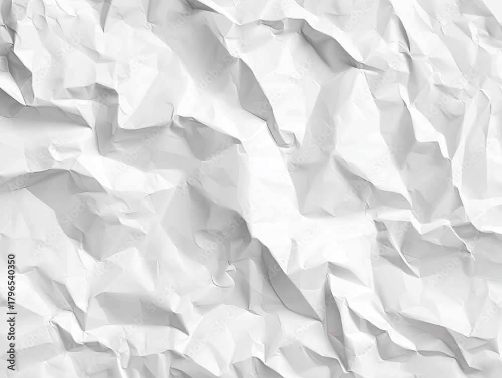 Fototapeta premium Crumpled white paper with light and shadow creating textured patterns