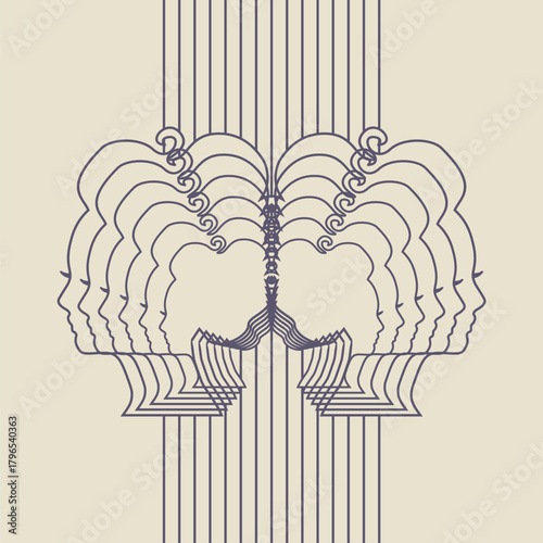 Outline portrait of women. Friendship, communication and family concept.