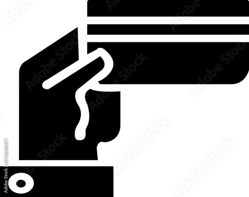 ATM Icon . Solid, filled icon of depositing money in ATM: ATM machine, bank card, cash bills, receipt, keypad, screen ,Banking Icons Grid. Solid, filled icon set of banking transactions: deposit icon,