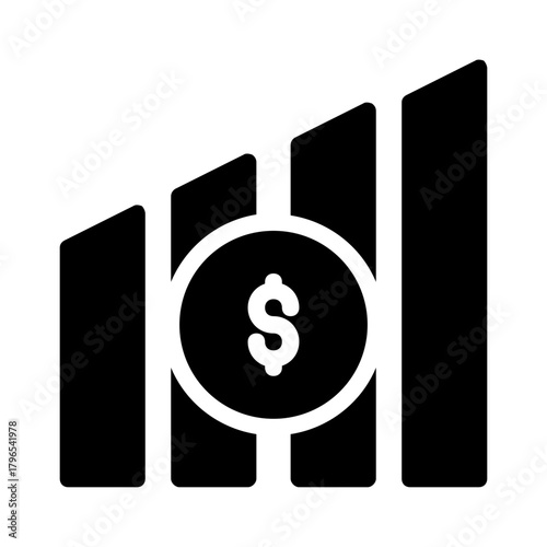 Dynamic dollar sign with a rising bar graph, representing financial growth. Suitable for presentations and articles about investments and finance.
