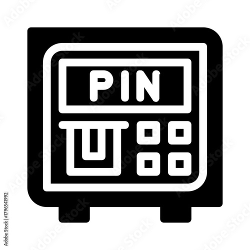 Atm machine with pin keypad for banking security concept. Suitable for finance, banking, technology, pin security concepts in designs.
