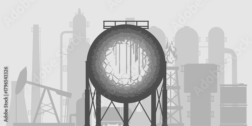 Oil and gas mining industry icons. Earth day and save the world, zero waste concept. Growth, sustainability, environmental care, protection and nature conservation.