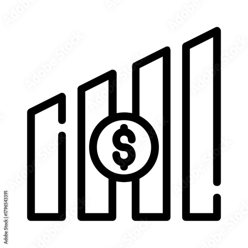 Dynamic dollar sign with a rising bar graph, representing financial growth. Suitable for presentations and articles about investments and finance.
