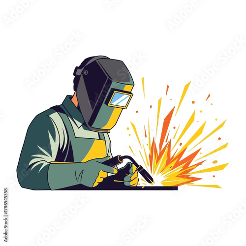 Welder at Work A Vibrant Illustration of Welding Process
