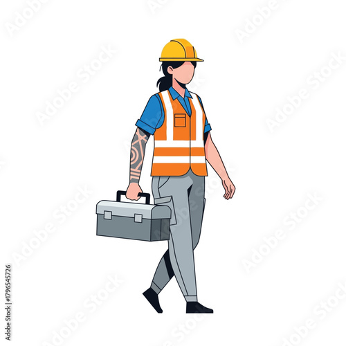 Tradeswoman with Toolbox Empowering Female Workforce in Construction