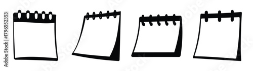 Simple calendar icons representing time management and planning with blank pages