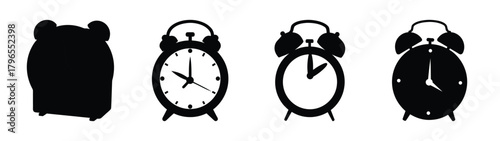 Vintage alarm clock collection displaying different times and styles iconic timekeeping devices