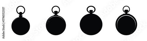 Collection of four vintage pocket watch silhouettes with hanging loop