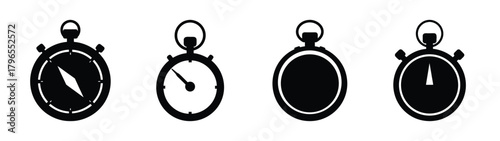 Collection of stopwatch icons representing time speed precision measurement and sport