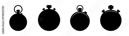 Four vintage stopwatch icons representing time measurement and sport competition