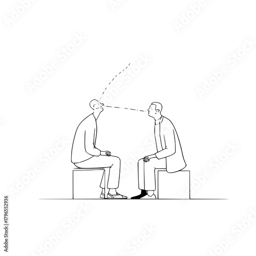 Two people communicating illustration vector art design for business meeting or therapy session concept drawing
