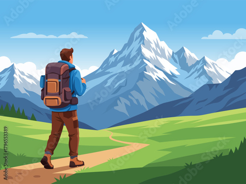 hike in mountains nature adventure travel trek people active