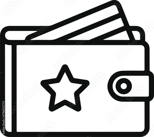 Wallet icon with credit card and star symbolizing loyalty rewards and finances