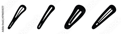 Four black hair clips displayed individually on a white canvas each slightly differently angled