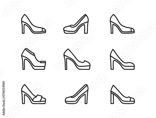 Platform Heels Line Art Elegant Design