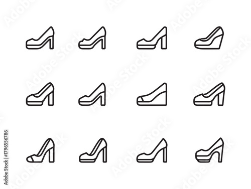 Platform Heels Line Art Stylish Footwear