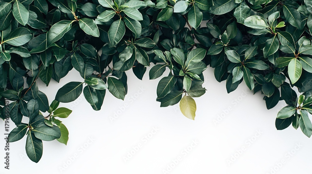 Fototapeta premium Green and Yellow Leaves on Branches for Background Design