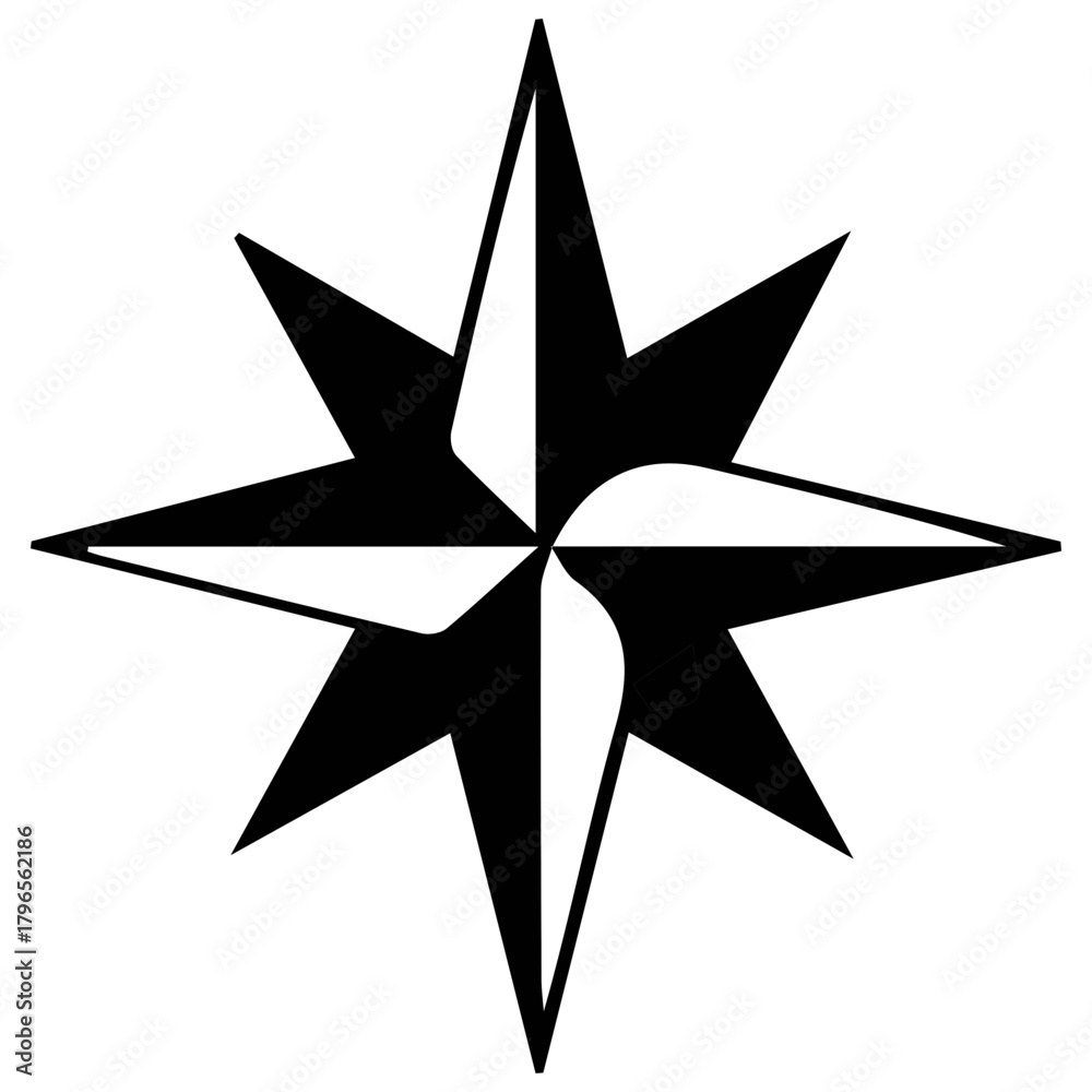 Obraz premium Abstract white starburst shape with curved elements isolated on white background silhouette