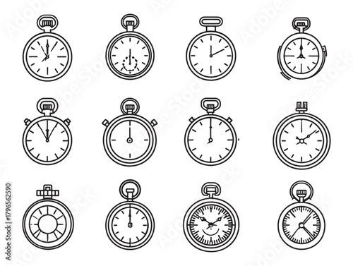 Pocket watch line art minimal modern aesthetic