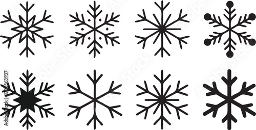 set of Christmas vector snowflakes