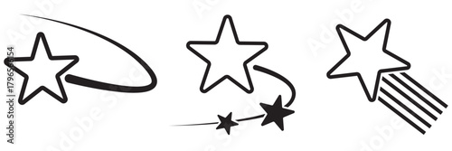 Set of Shooting stars icons. Star trail sign Vector Illustration.