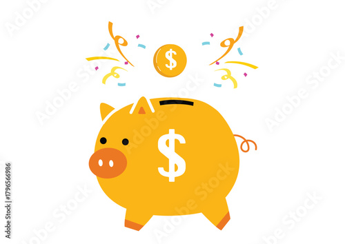 可愛い豚の貯金箱のイラスト