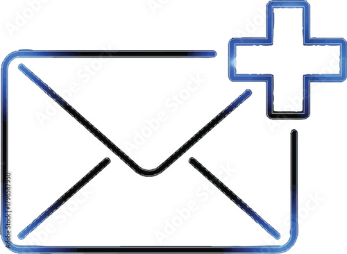 Email marketing campaign success concept with modern email and plus sign, perfect for newsletters and promotions that grab attention