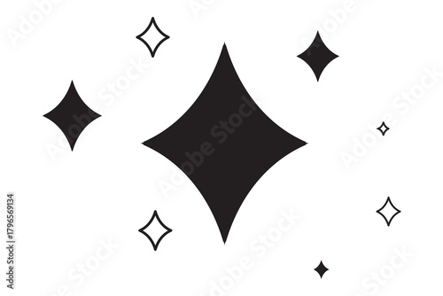 Sparkles icon in flat style. stars, bursts, twinkling stars simple black style symbol sign for apps and website. Twinkling icon symbol.