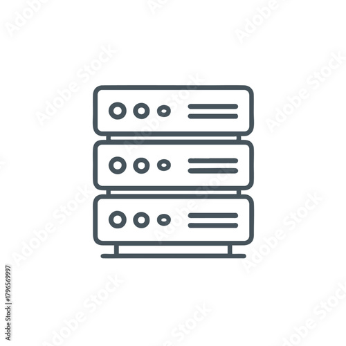 Stacked Server Rack Icon Minimalist Data Center Illustration for Tech, IT, and Networking
