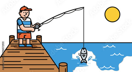 Fisherman At Night: An Illustration Depicting Marine Recreation During The Evening