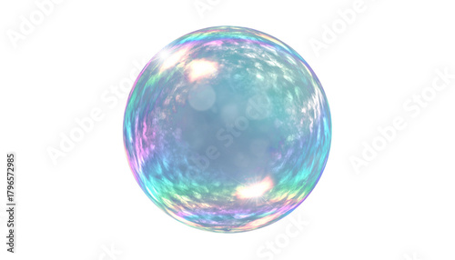 Colorful soap bubbles, isolated PNG with transparent background, iridescent spheres for compositing, rainbow reflections, fantasy and abstract effects