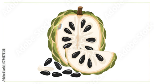 Fresh Custard Apples: Vivid And Appetizing Illustration Of Exotic Fruit, Artistic And Healthy