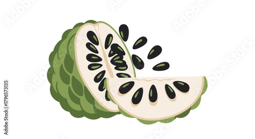 Fresh Custard Apples: Vivid Illustration of Exotic Fruit for Dietary Display