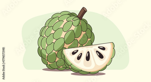 Fresh Custard Apples: Vivid Illustration of Tropical Fruit, Healthy Eating and Refreshment