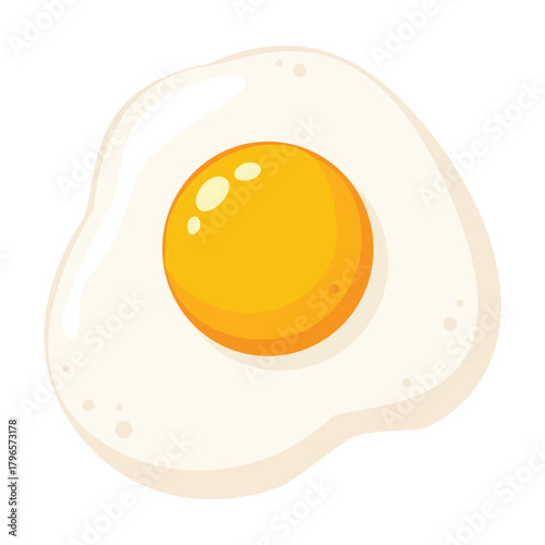Freshly cooked sunny side up egg illustration with bright yellow yolk and white albumen, perfect for breakfast and food concepts