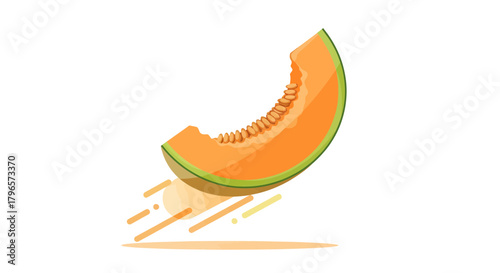 Floating Melon Slice With Motion Trails Perfect For Healthy Food And Summer Concepts