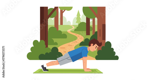 Forest Fitness: A Person Performing Push-Ups for Health and Well-being in Nature